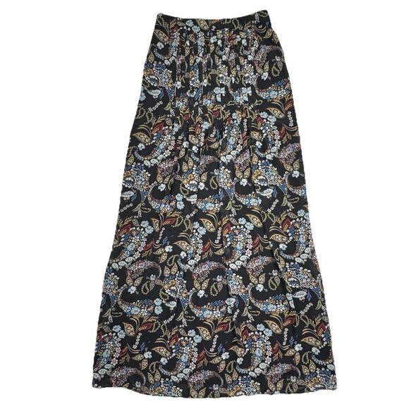 WAYF Black Pleated Floral Paisley Maxi Size XS Lined - Picture 1 of 8